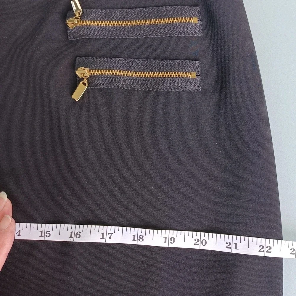 Joseph Ribkoff Black Pencil Skirt Gold Zipper Detail Knee Length Women's Size 18